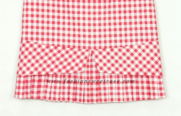 SK-380 กระโปรงแฟชั่น&ทำงาน ทรงสอบ ผ้าคอตต้อนลินินญี่ปุ่น ลายสก๊อตโทนแดง ชายกระโปรงจับจีบรอบตัว