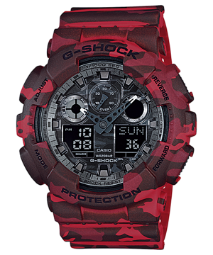 CASIO G-SHOCK รุ่น GA-100CM-4ADR สีแดง สินค้าของเเท้ รับประกันศูนย์ CMG