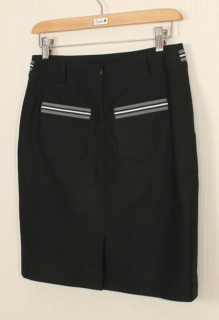 SK-230 กระโปรงแฟชั่น&ทำงาน ทรงสอบมีกระเป๋า 2 ข้าง ผ้าคอตตอนญี่ปุ่นสีดำ