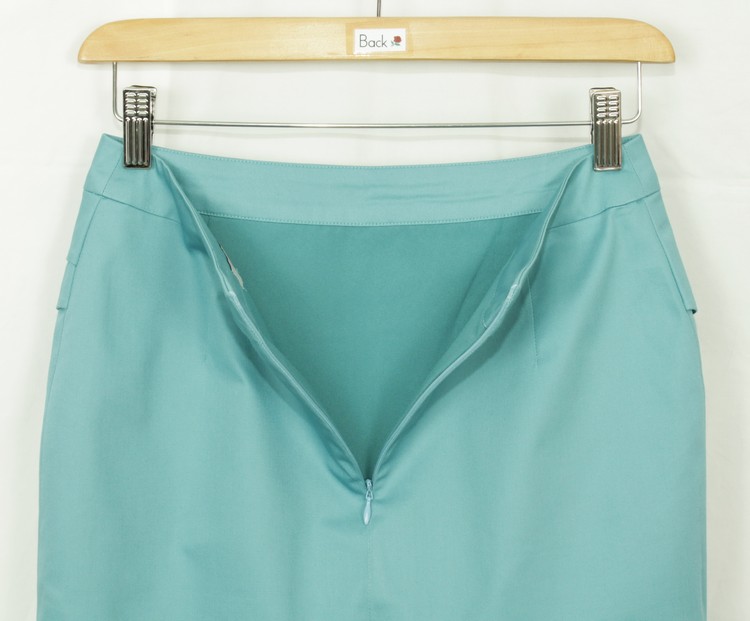 กระโปรงแฟชั่น&ทำงาน ทรงสอบจับจีบซ้อนกัน ผ้าคอตต้อนสีฟ้า / SK-101