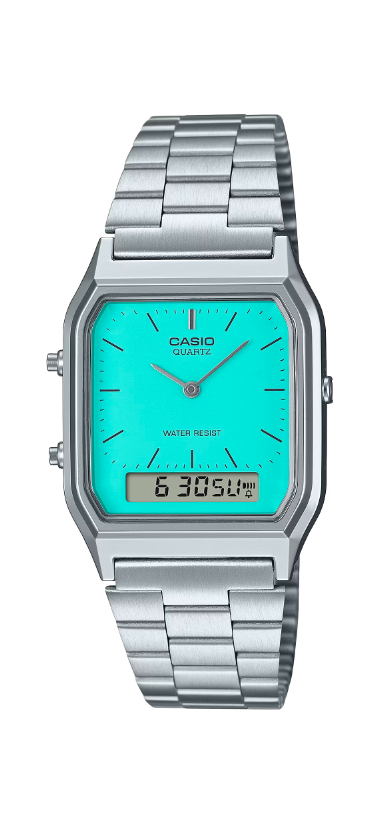 Casio นาฬิกาข้อมือ Classic รุ่น AQ-230A-2A2MQYDF สีเงิน จอฟ้า สินค้าของเเท้ รับประกันศูนย์ CMG