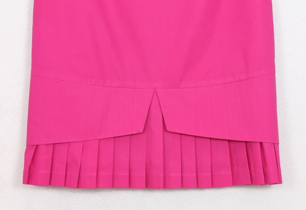 SK-281 กระโปรงแฟชั่น&ทำงาน ทรงสอบ ผ้าคอตต้อนญี่ปุ่นสีชมพูบานเย็น ชายกระโปรงจับจีบรอบตัว