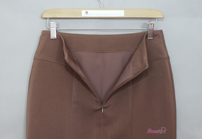 SK-500 กระโปรงทรงสอบ ผ้า Micro สีน้ำตาล