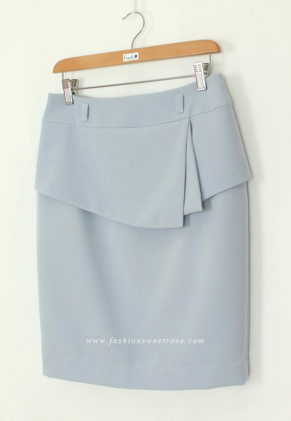 SK-453 กระโปรงแฟชั่น&ทำงาน ทรงสอบ ผ้า Double Twist สีฟ้า