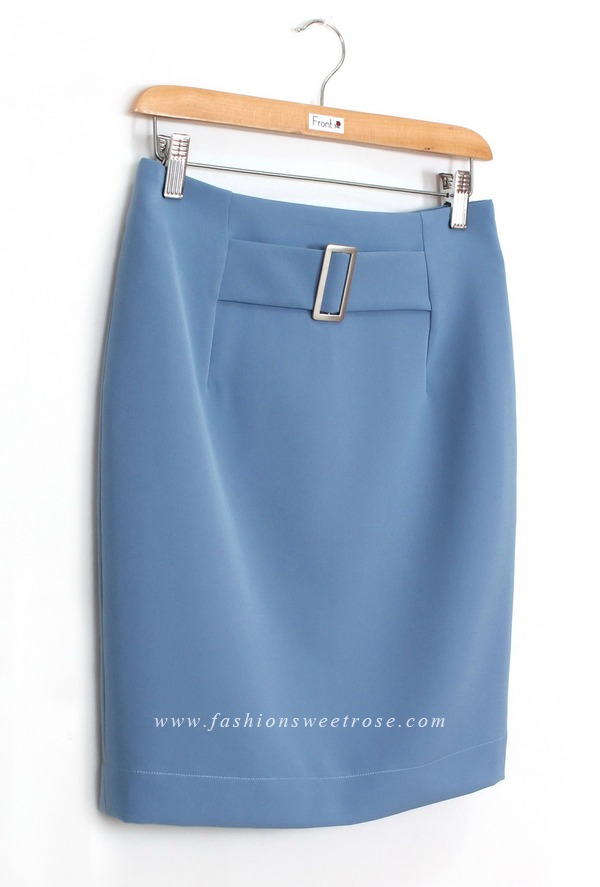 SK-403 กระโปรงแฟชั่น&ทำงาน ทรงดินสอ ผ้า GALAXY สีฟ้า