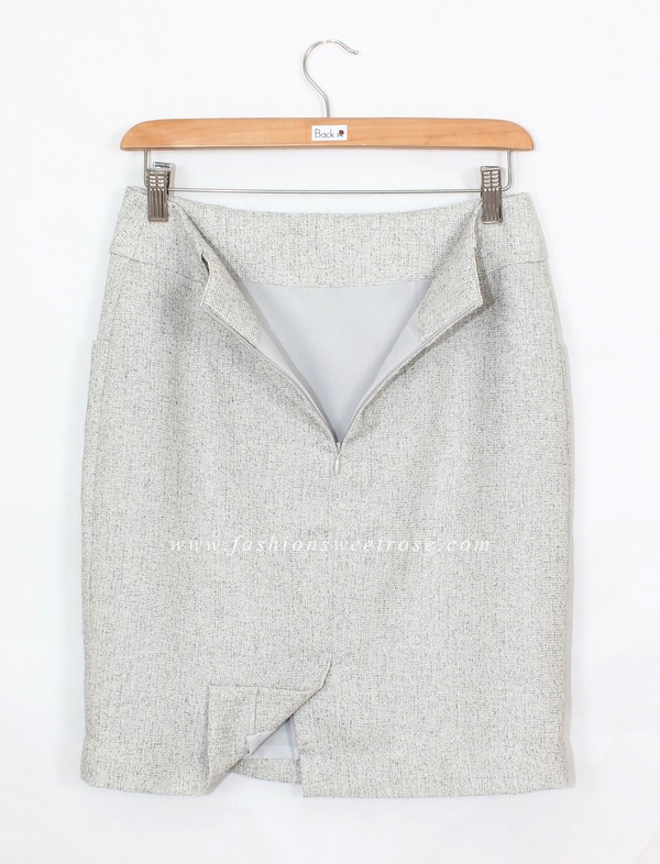 SK-418 กระโปรงแฟชั่น&ทำงาน ทรงสอบ ผ้า CHANEL โทนสีเทาอ่อน