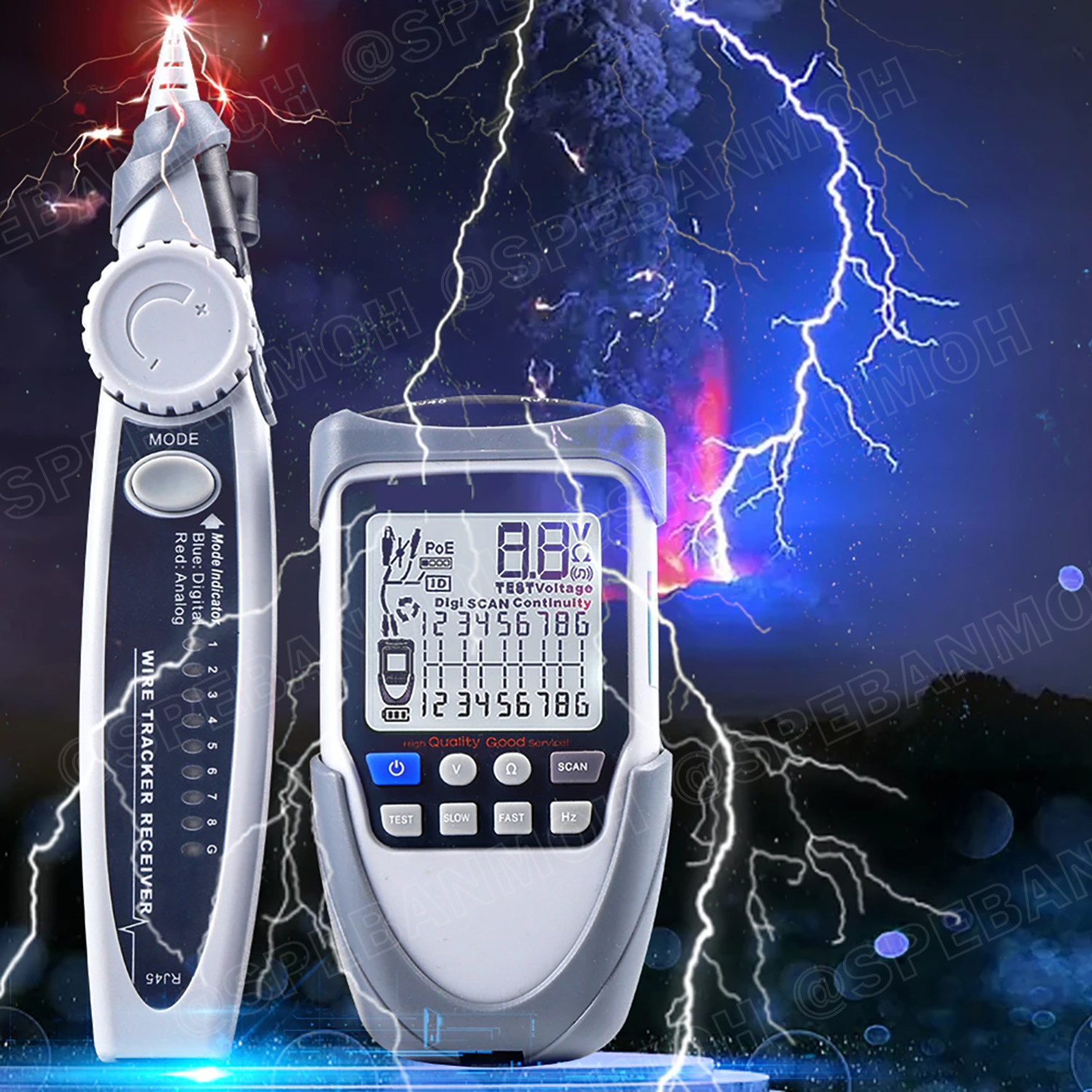 ET-613 ตัวทดสอบสายเคเบิล ทดสอบ Poe เครือข่ายเครื่องติดตามความต่อเนื่องของแบตเตอรี่ขั้วตรวจสอบ POE Test Multi-Ftion เครื่องทดสอบสายเคเบิล LCD Network Cable Tester Wire Tracker Continuity Battery Voltage Polarity Check POE Test Multi-function Cable Tester