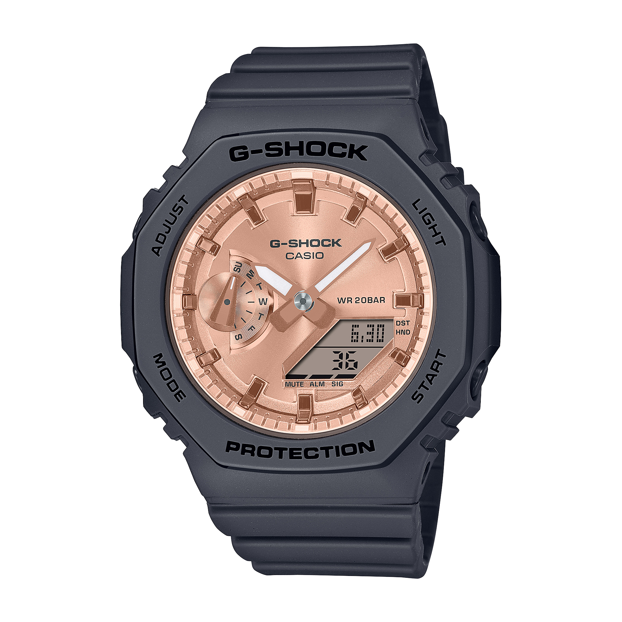 CASIO G-SHOCK Mini รุ่น GMA-S2100MD-1ADR สีดำ แปดเหลี่ยม จอ pinkgold สินค้าของเเท้ รับประกันศูนย์ CMG