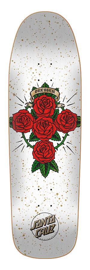 Santa Cruz Dressen Rose Cross Shaped Skateboard Deck 9.31 x 31.94
