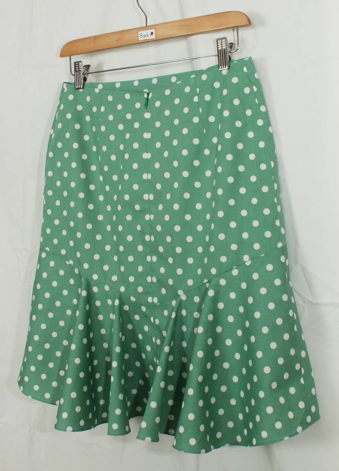 SK-199 กระโปรงแฟชั่น&ทำงาน ทรงย้วย ผ้าคอตต้อนญี่ปุ่นสีเขียว Polka Dot Green