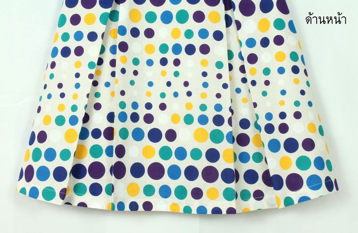 SK-257 กระโปรงแฟชั่น&ทำงาน ทรงบาน ผ้าคอตตอนญี่ปุ่น พิมพ์ลายจุดหลากสี