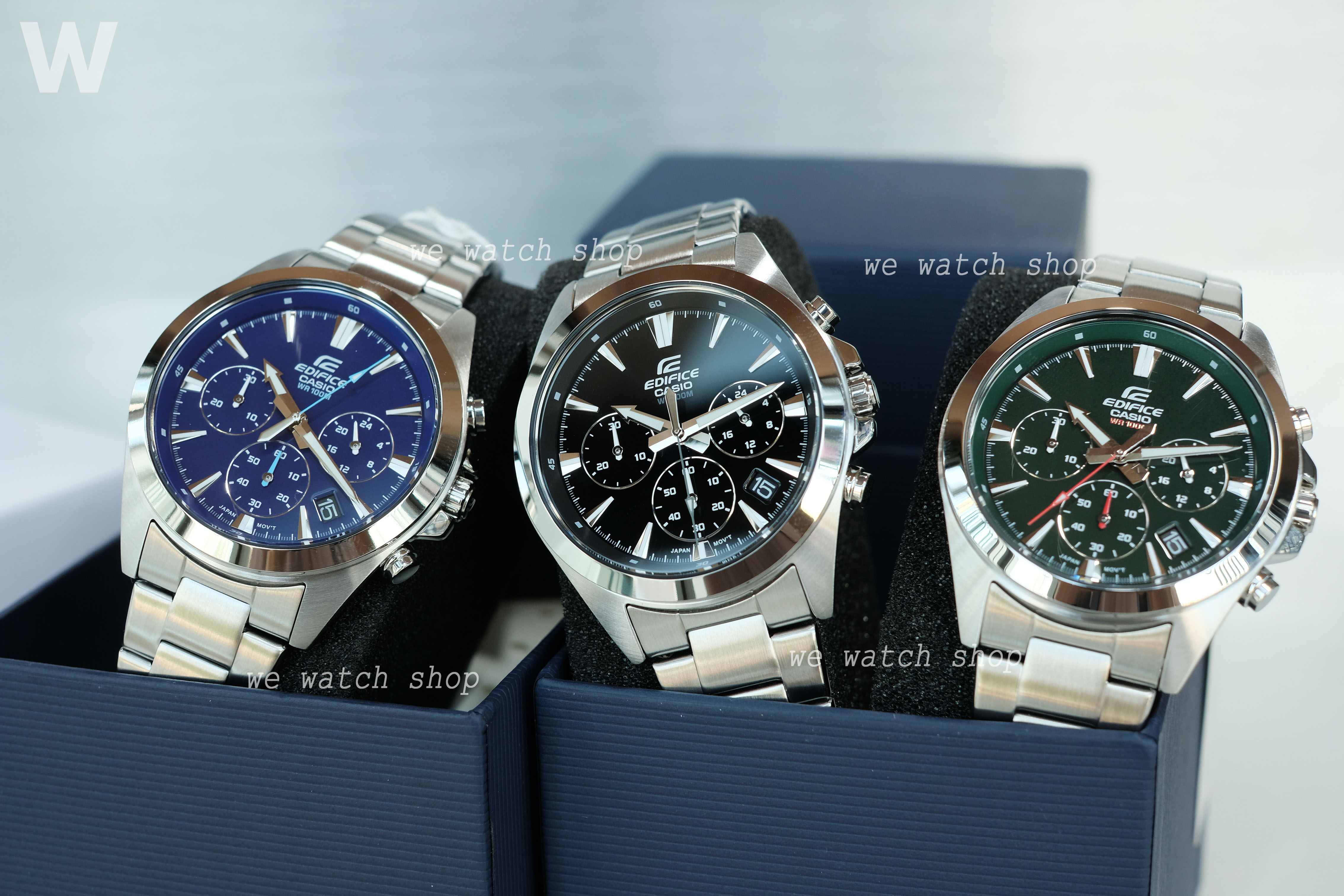 CASIO EDIFICE รุ่น EFV-630D-3AVUDF สีเงิน หน้าปัดสีเขียว สินค้าใหม่ ของเเท้ ประกันศูนย์ CMG