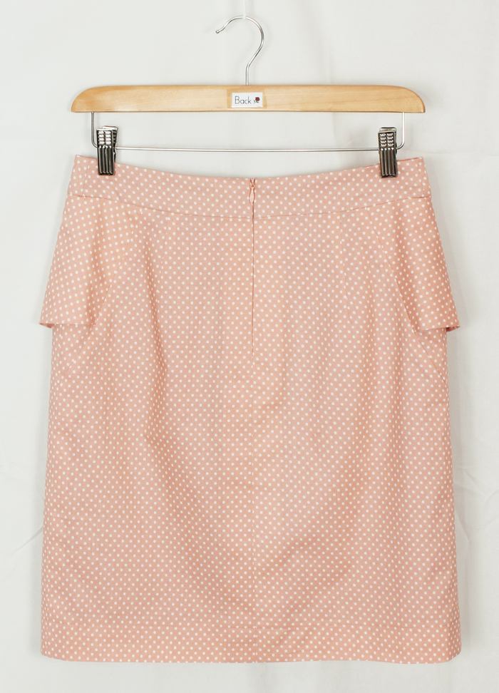 SK-197 กระโปรงแฟชั่น&ทำงาน ทรงสอบ ผ้าคอตต้อนญี่ปุ่นสีชมพูพาสเทล ด้านหน้ากระโปรงจับจีบระบาย