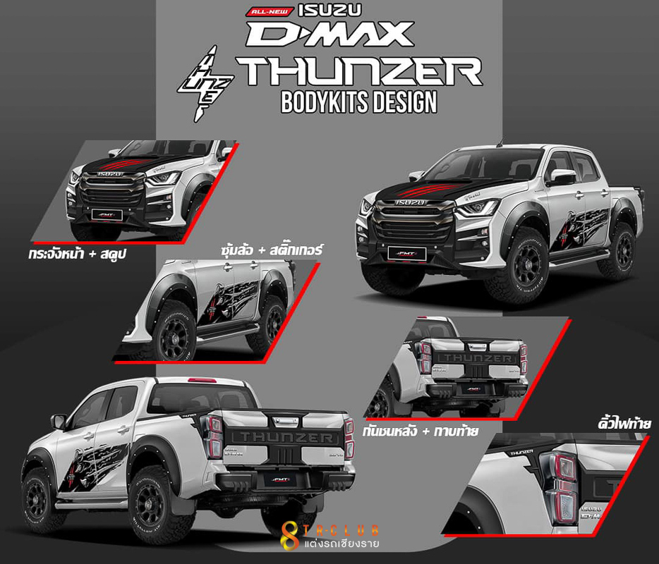 ชุดแต่งสเกิร์ตรอบคัน THUNZER สำหรับ ALL NEW D-MAX 2020 (ตัวสูง)