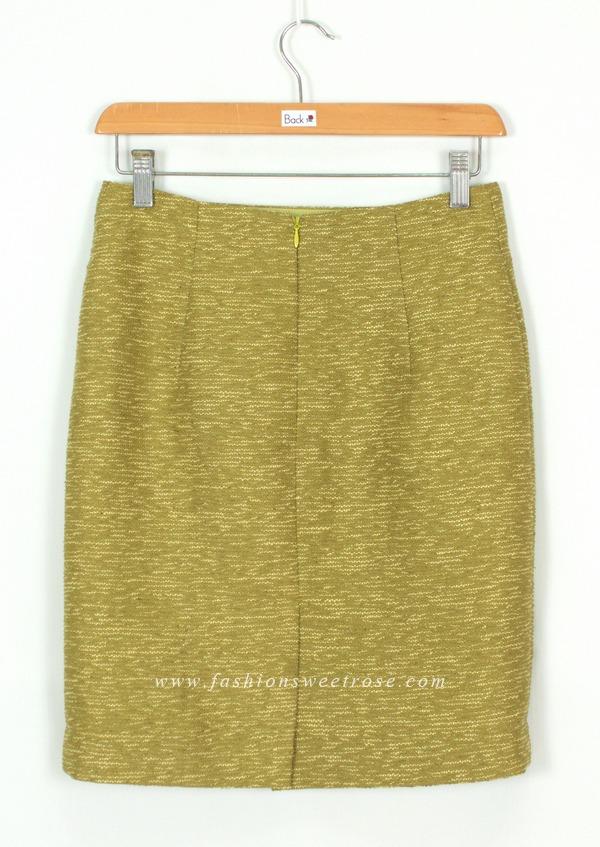 SK-460 กระโปรงทรงดินสอ ผ้า CHANEL JAPAN สีเขียว