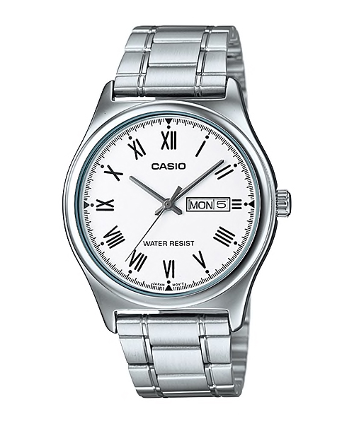 CASIO Standard รุ่น MTP-V006D-7BUDF สีเงิน หน้าปัดขาว สายสแตนเลส สินค้าใหม่ ของแท้ รับประกันศูนย์ CMG