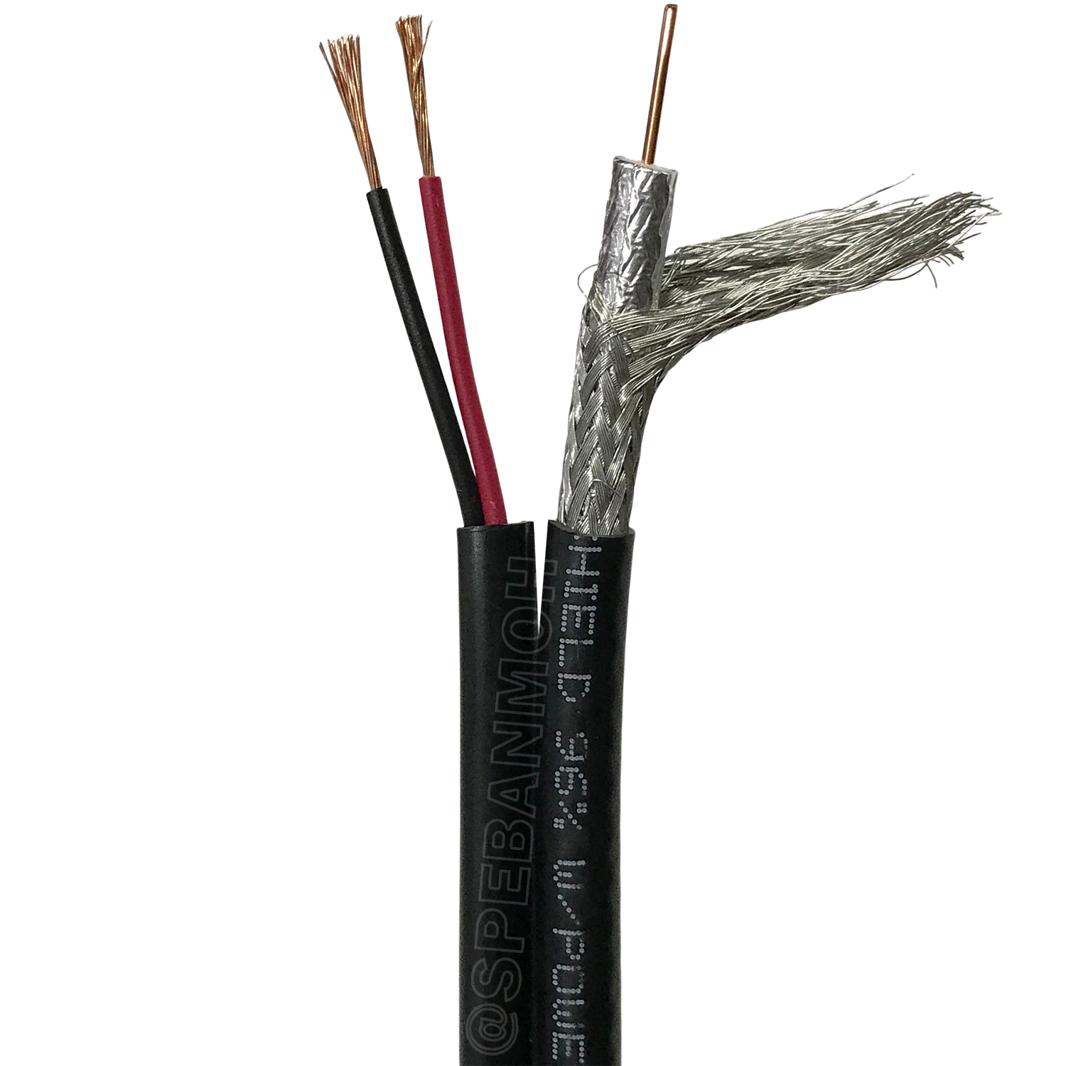 [ 3 เมตร ] CB-0109SW+ RG 6/U Cable w/Power wire, 96% Shield STANDARD+ สีดำ สายโคแอกเชียล Coaxial Cable สายเดินกล้องวงจรปิด RG6/U ชีล 96% สาย CCTV สายชีลกันสัญญาณรบกวน เดินกล้องวงจรปิด CCTV ใช้สำหรับเดินกล้องวงจรปิดภายใน