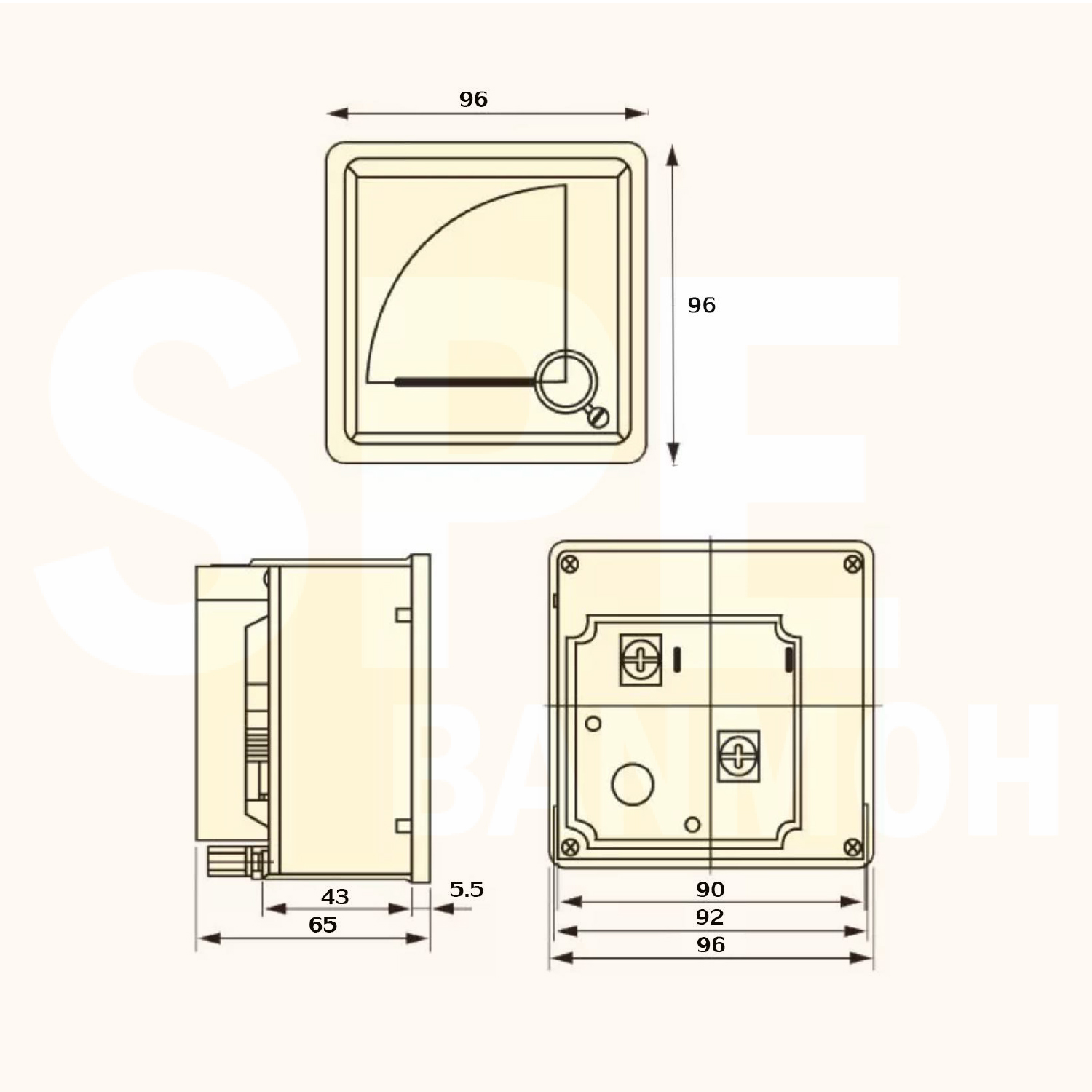 BF96AC Volt AC Analog AC Panel Meter 96x96 เอซี ไฟบ้าน พาแนลมิเตอร์ Panel AC Volt Meter AC Amp Meter หน้าจอวัดกระเเสไฟฟ้า กระเเสสลับ ไฟบ้าน เอซี วัดแรงดันไฟบ้าน แรงดันเอซี AC Panel Meter เอซีพาแนล หน้าปัอวัดไฟ AC หน้าปัดวัดโวลท์เอซี หน้าปัดวัดแอมป์ 96 x 9