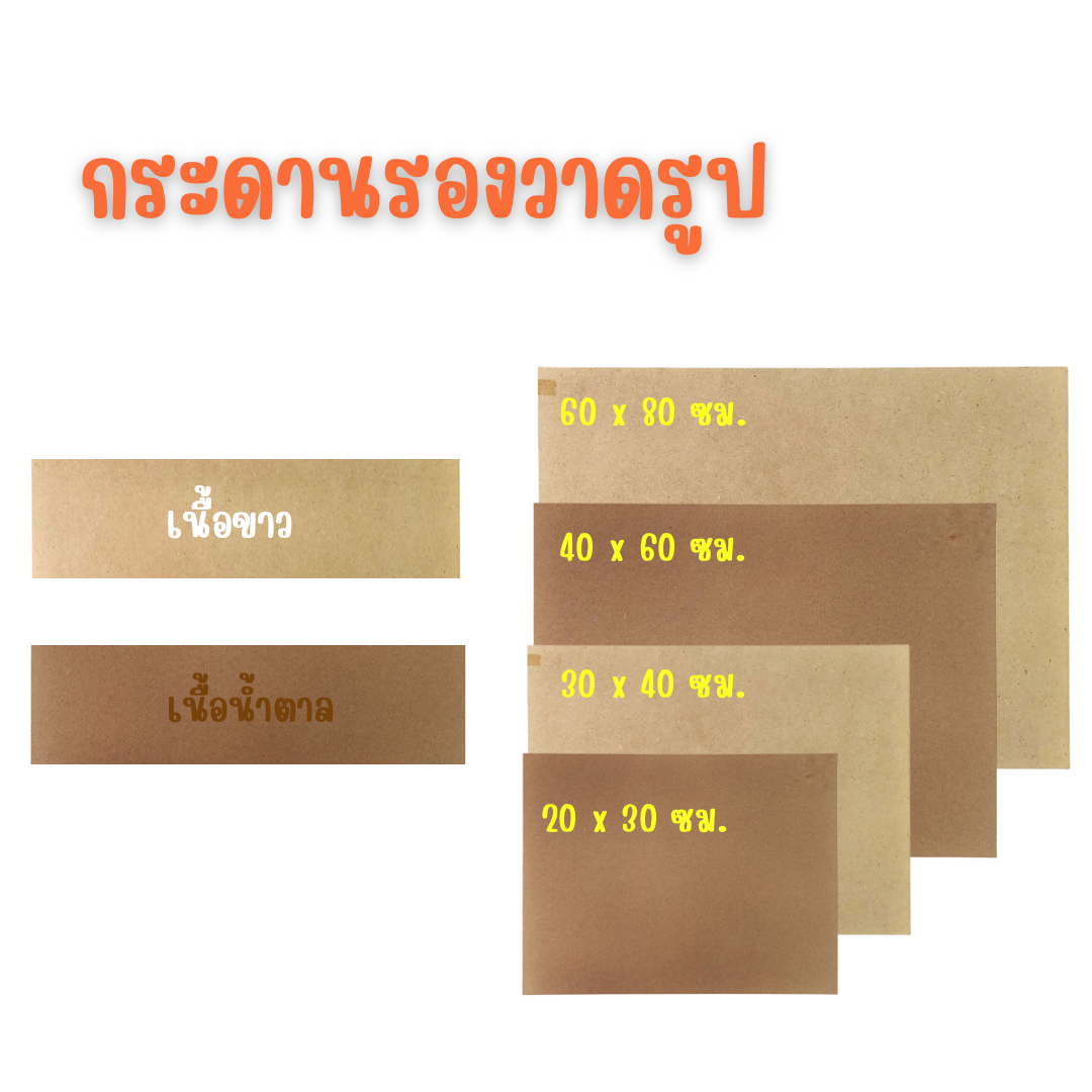 กระดานไม้อัดรองวาดรูป พื้นสีน้ำตาล และ พื้นสีขาว (กระดาน M.D.F) หนา 3 มิล , 10 มิล