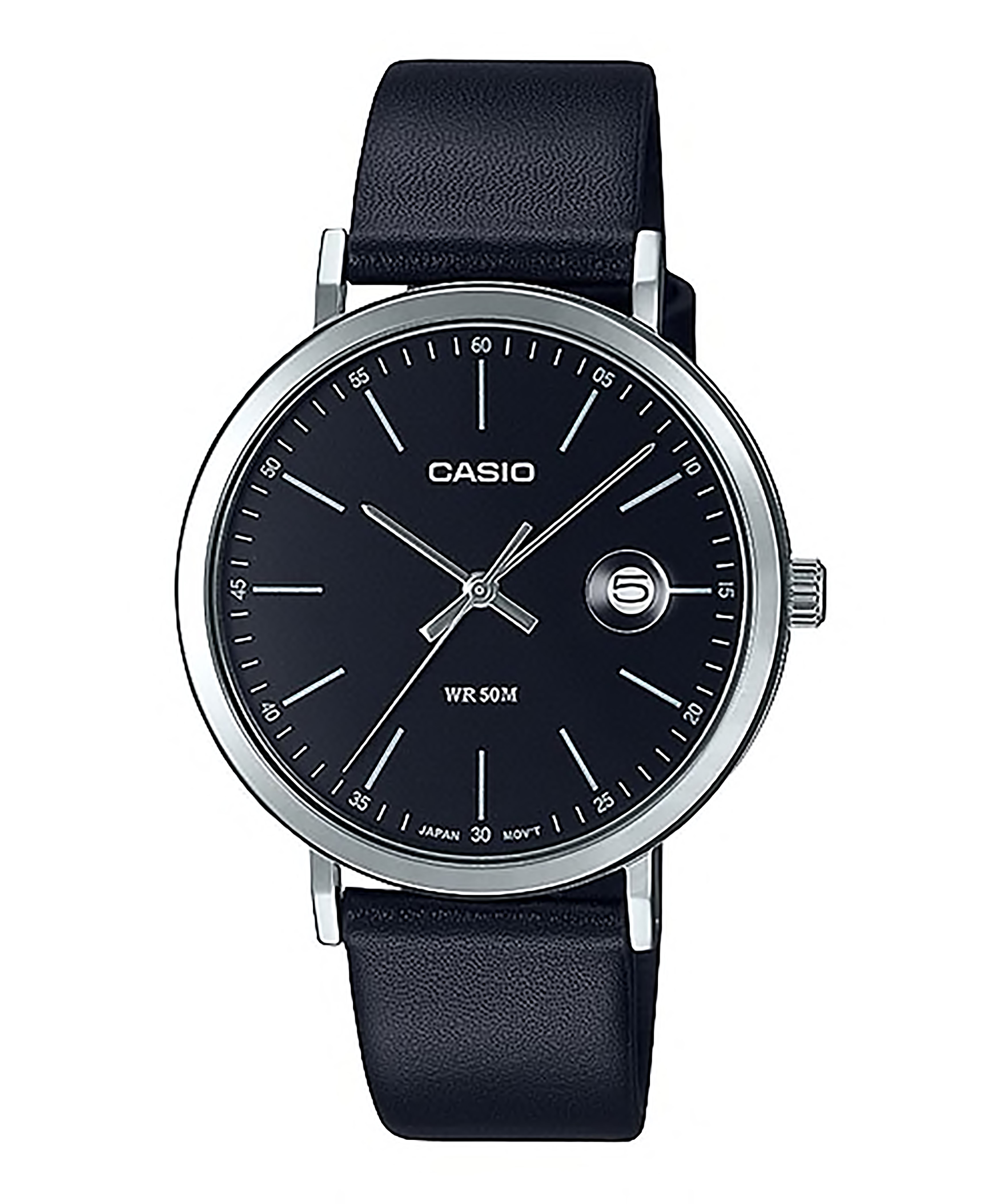 CASIO รุ่น MTP-E175L-1EVDF สายหนังเเท้ สีดำ สินค้า ของเเท้ รับประกันศูนย์ CMG 1 ปี