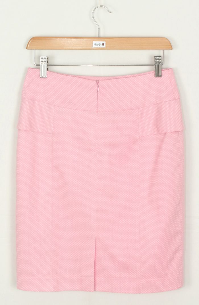 SK-214 กระโปรงแฟชั่น&ทำงาน ทรงสอบ ผ้าคอตต้อนญี่ปุ่นลายจุดสีชมพู