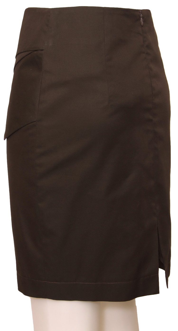 SK-082 กระโปรงทรงสอบ ผ้าคอตต้อนญี่ปุ่นผสมสเปนเดกสีน้ำตาลเข้ม กระโปรงเย็บพับสลับซ้อนกัน 3 ชิ้น