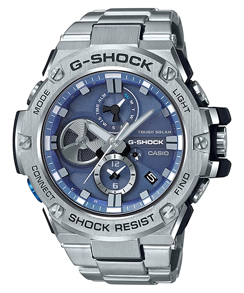 CASIO G-SHOCK รุ่น GST-B100D-2ADR สีเงิน หน้าปัดฟ้า สินค้าใหม่ ของแท้ รับประกันศูนย์ CMG