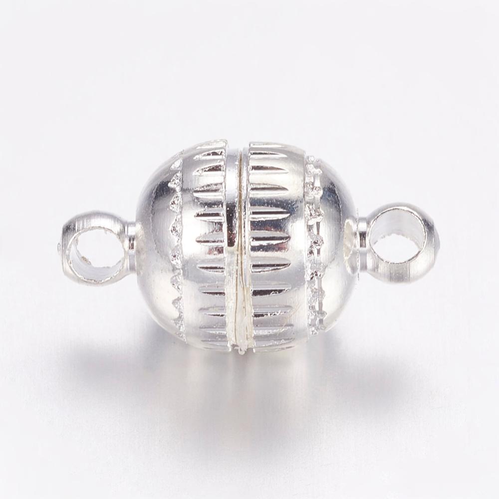 ตะขอสำหรับเชื่อม แม่เหล็กเนื้อทองเหลือง สีเงิน ขนาด 13x8mm รู 1.5mm จำนวน 100 เซต พรีออเดอร์