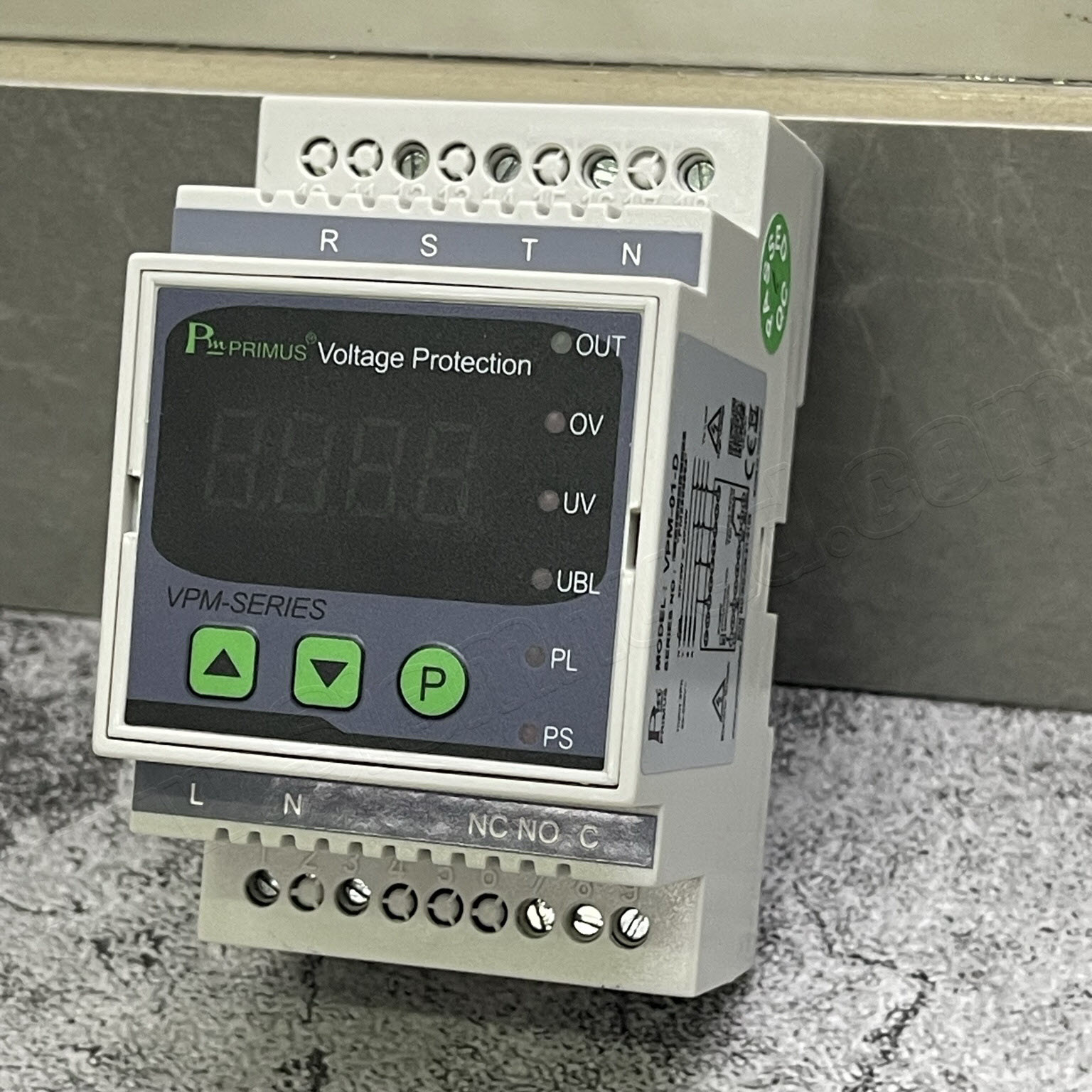 อุปกรณ์ตรวจสอบและป้องกัน ไฟตก-ไฟเกิน เฟสขาดหาย, เฟสไม่สมดุลย์, สลับเฟส DIGITAL VOLTAGE PROTECTION RELAY (PRIMUS) VPM-D-SERIES : VPM-01.., VPM-02.., VPM-03.., VPM-04.. ติดตั้งแบบ DIN RAIL