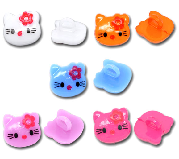 กระดุมอะครีลิค Hello Kitty 14x13mm 30 เม็ด คละสี