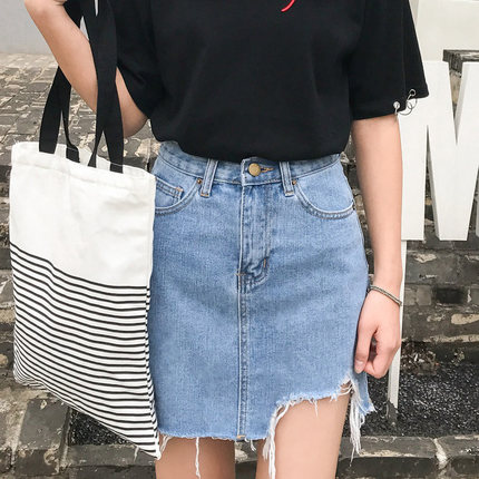 กระโปรงยีนส์ฟอก สีซีด