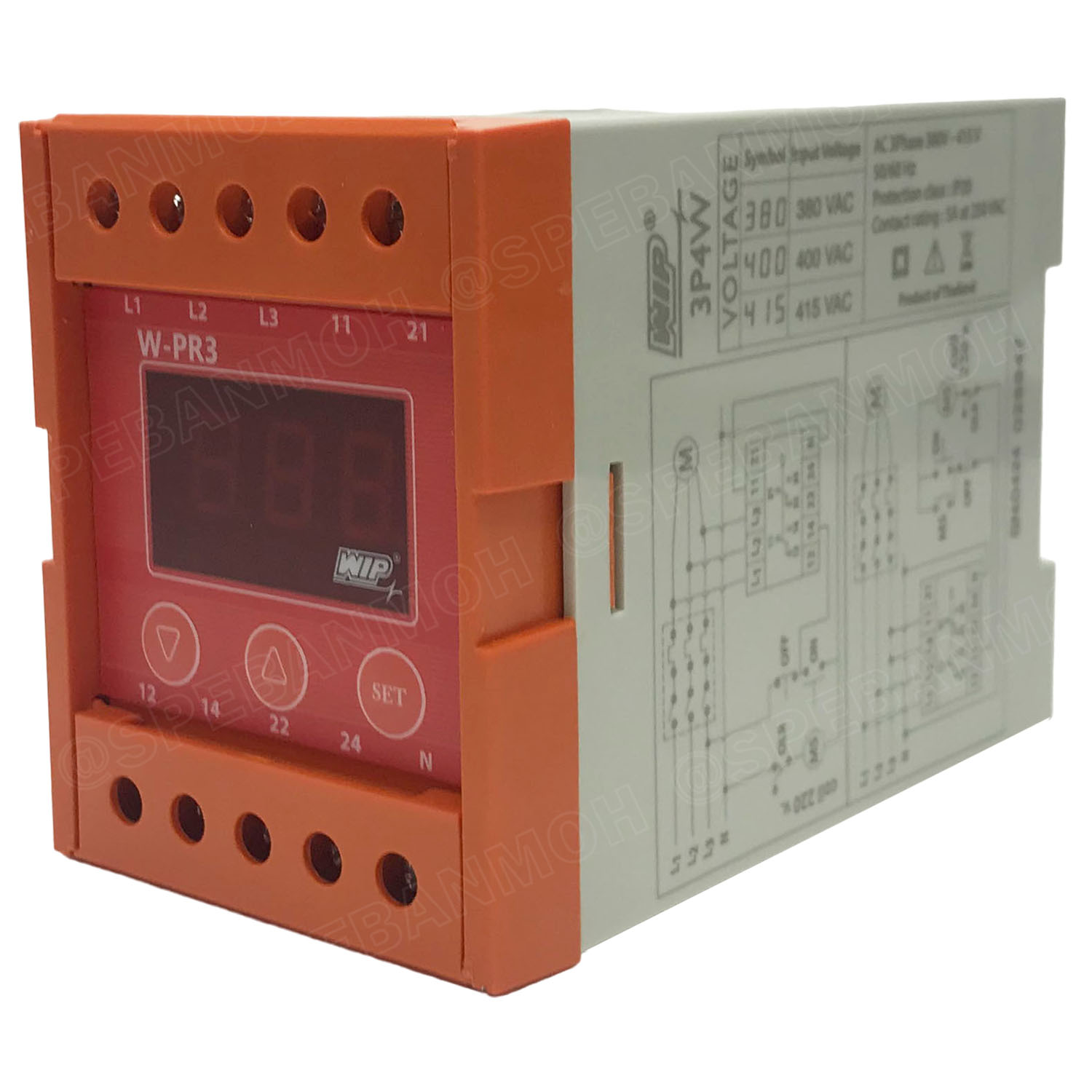 [ 1ชิ้น ] WIP W-PR3 Digital Phase Protector เฟสโปรเทคชั่น 3 เฟส 4 สาย 380V 3P 4W อุปกรณ์ป้องกันไฟตก ไฟเกิน 380V-415V Under Over Voltage Phase Protector Intelligent Over Voltage Protector ปรับแรงดัน สูงต่ำ ต่ำตัด เกินตัด ป้องกันการต่อสายผิด ป้องกันการต่อสา