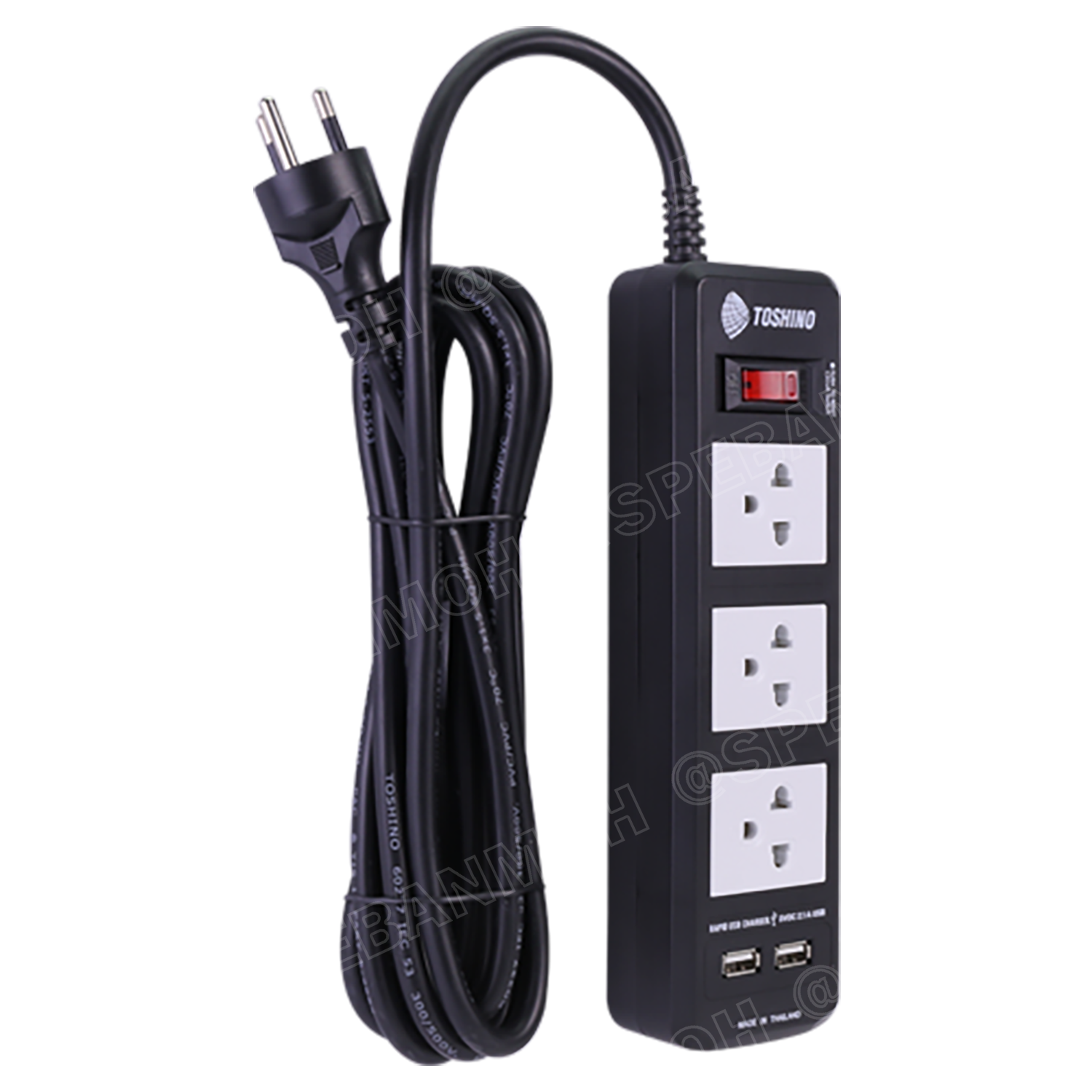 BVC315USB-3M ปลั๊กพ่วง TOSHINO รุ่น BVC Series USB ยาว 3 เมตร รางปลั๊ก TOSHINO 3ช่อง 2USB 2.1A BVC315USB 3เมตร 16A 3600W ระบบ ป้องกันกระแสไฟเกินอัตโนมัติ ระบบ ป้องกันกระแสไฟเกิน อัตโนมัติ มาตรฐาน ม่านนิรภัย ป้องกันนิ้วมือสัมผัสทองเหลืองด้านใน เต้ารับผลิตจ