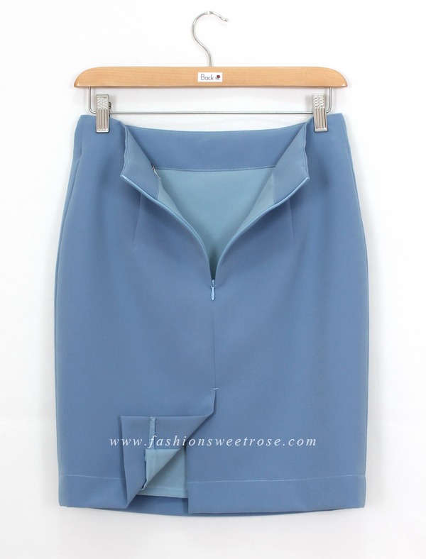 SK-403 กระโปรงแฟชั่น&ทำงาน ทรงดินสอ ผ้า GALAXY สีฟ้า