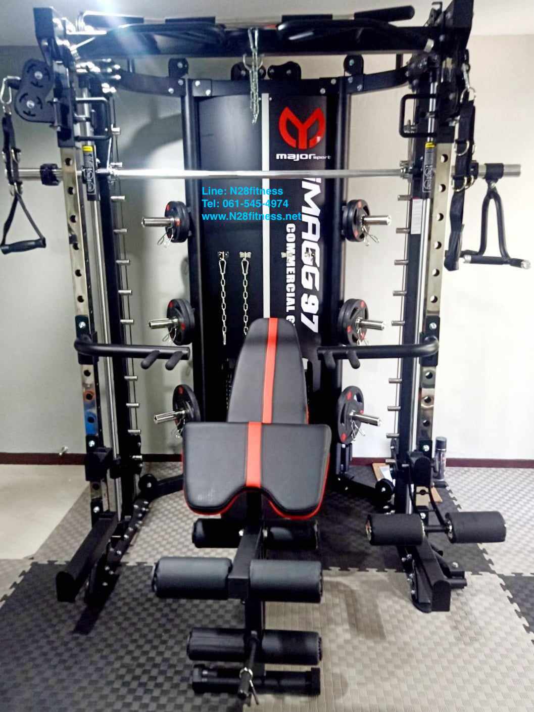 สมิทแมชชีน Smith Machine Imagg97 + ม้านั่งms-825 + แผ่นน้ำหนัก 50 kg