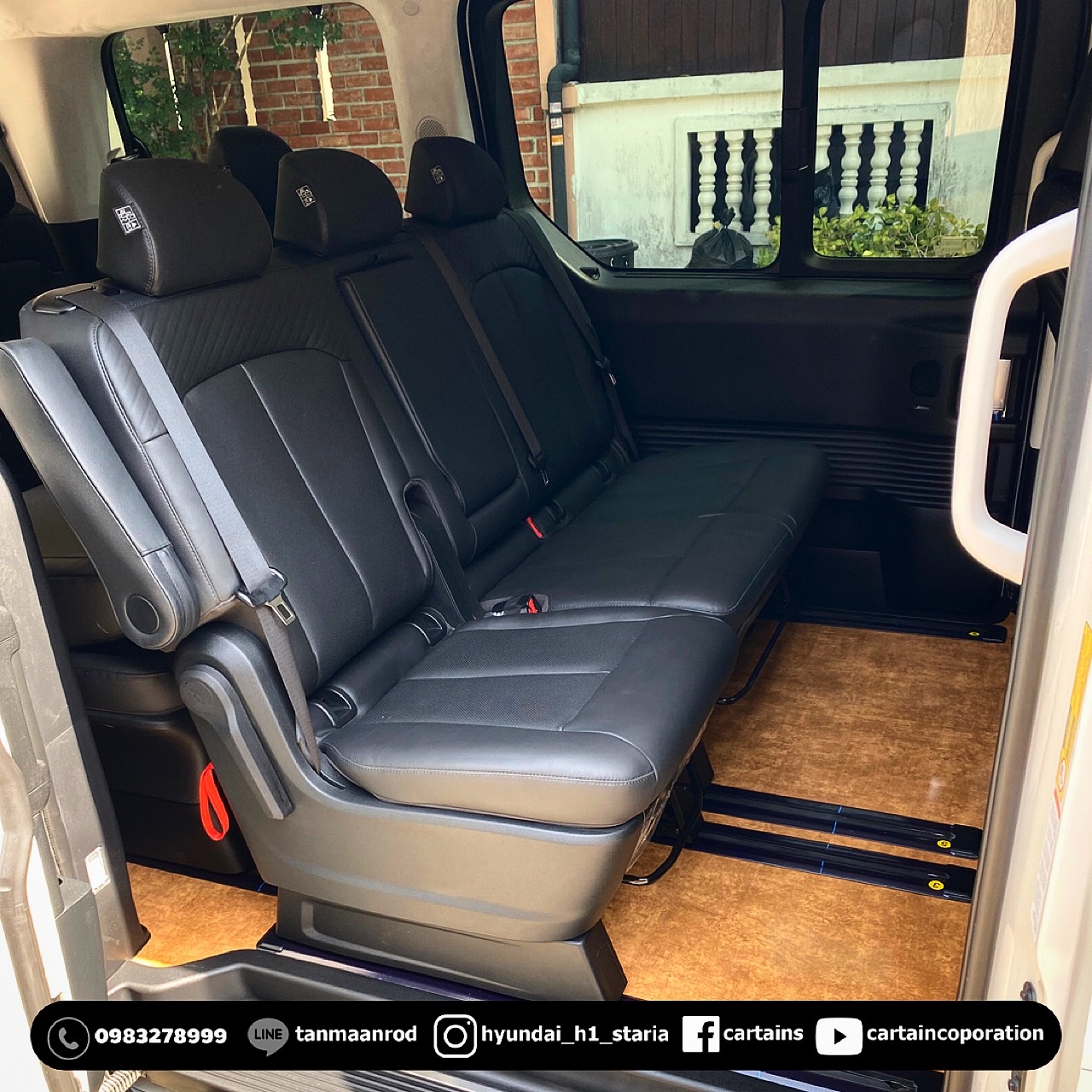 Hyundai Staria Premium ฮุนได สตาร์เลีย พรีเมียม - [ แดมป์ลดเสียง + ปูพื้นลายหินอ่อน + หุ้มหลังเบาะ + ครีบฉลาม + ที่โหนคนขับ ]