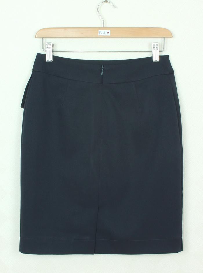 SK-253 กระโปรงแฟชั่น&ทำงาน ทรงสอบป้ายซ้อนกันผ้าญี่ปุ่นสีน้ำเงิน