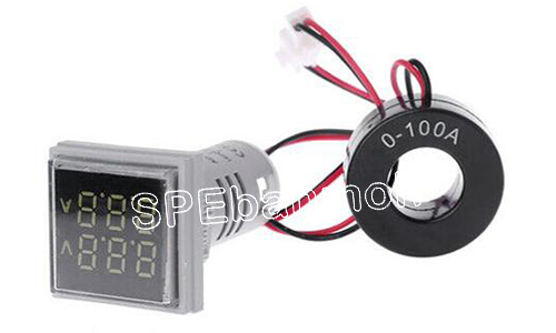 หลอดบอก โวลท์-แอมมิเตอร์ หลอดไฟ AD16-22FVA (สีเขียว-GEN) โวลท์-แอมมิเตอร์ (Volt-Amp Meter) Ø22 mm VAC :60-500V AAC :0-100A