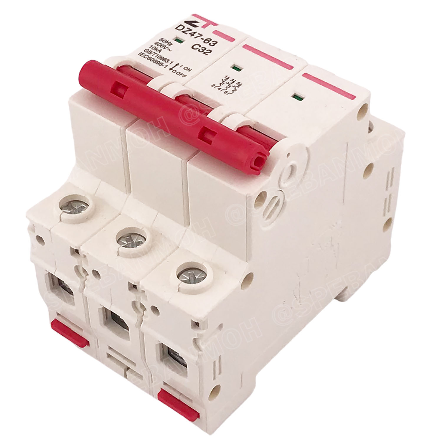 DZ47-63-3P 32A เบรกเกอร์เมน ยึดรางปีกนก 3P 32A AC Circuit Breaker เบรกเกอร์ตัดไฟเกิน 3โพล 32แอมป์ คัดเอาท์ ป้องกันกระแสเกิน Overload ป้องกันการลัดวงจร Short circuit เบรกเกอร์ตัดไฟ เบรกเกอร์ลูกย่อย Ac Circuit Breaker ไฟบ้าน 230V/400V AC มินิเซอกิตเบรก