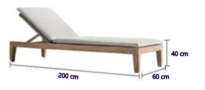 เตียงอาบแดดไม้สัก Sunbed White Gray01