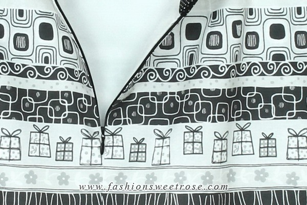 SK-327 กระโปรงแฟชั่น&ทำงาน ทรงบาน ผ้าคอตต้อนญี่ปุ่นพิมพ์ลายกราฟฟิกโทนขาว-ดำ