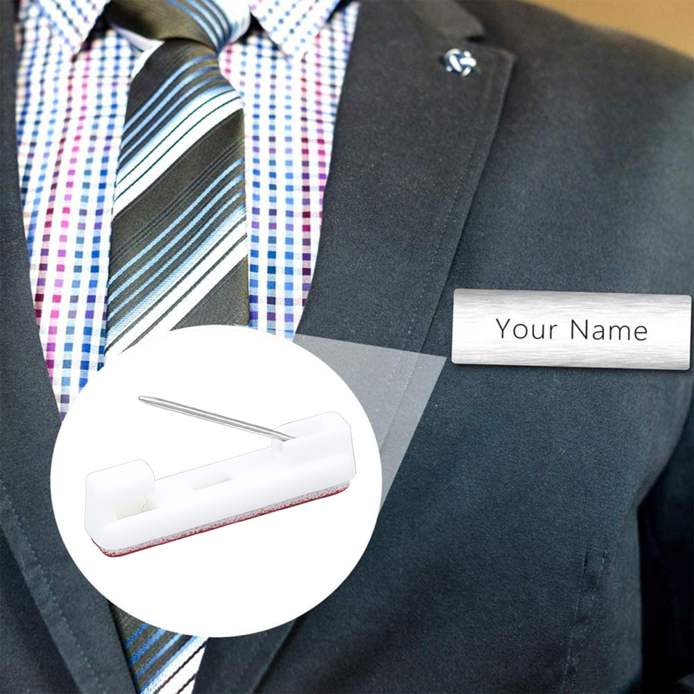 เข็มกลัดเหล็กฐานพลาสติก มีกาวด้านหลัง สีขาว