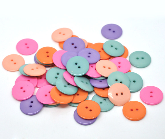 กระดุมเรซิ่น 2 รู สีพาสเทล ขนาด 23 มม. แพ็ค 10 เม็ด