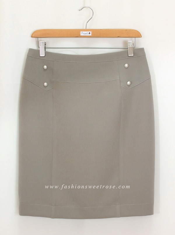 SK-449 กระโปรงทรงสอบ ผ้า Double Twist สีเทา