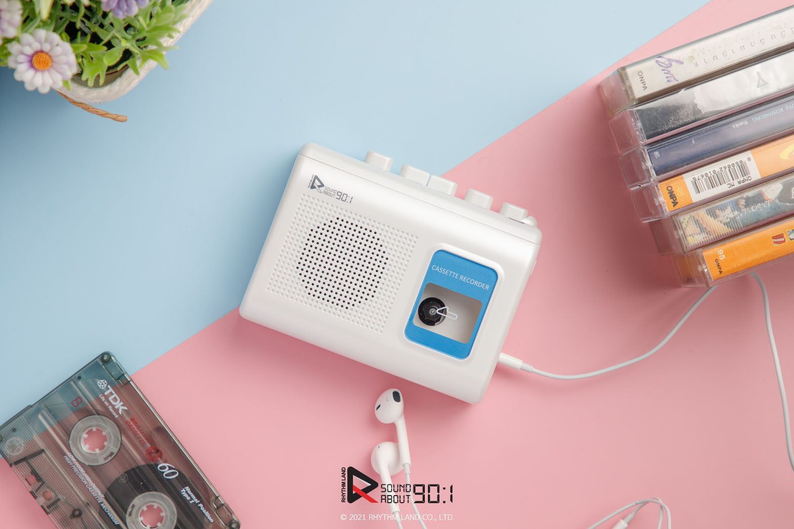 เครื่องเล่นเทปพกพา (ซาวน์อะเบาท์) RHYTHM LAND รุ่น SoundAbout90:1 ของใหม่มือ1 อัดเสียงได้ ลำโพงในตัว มีช่องเสียบไมค์แยก ฟรี!! สายUSBแปลงไฟ ไม่ง้อถ่าน