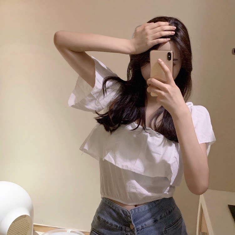 Crop top เสื้อครอปสั้นยางยืดจั้มพ์เอว