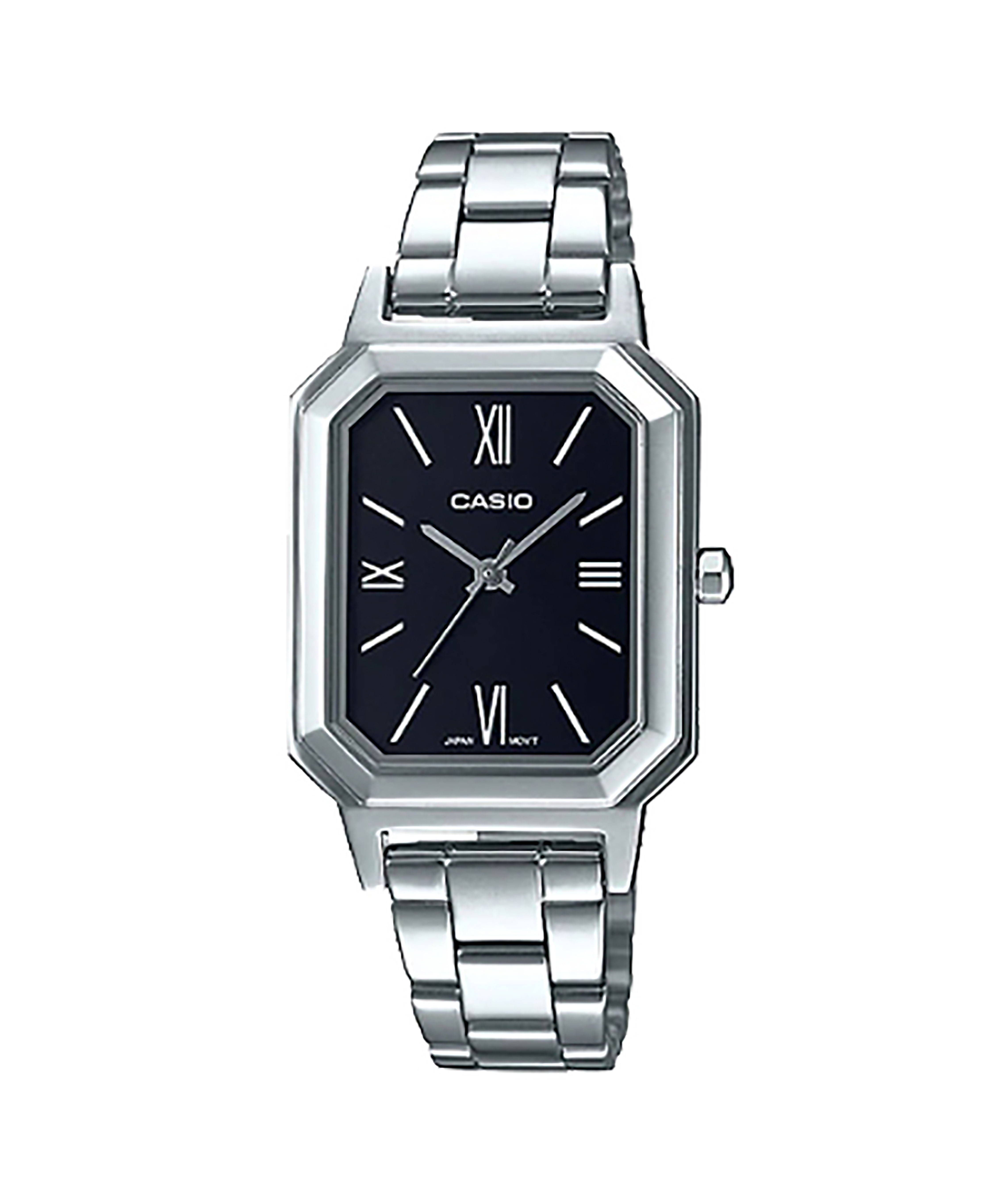 CASIO Standard รุ่น LTP-E168D-1BDF สายเงิน จอดำ สวยมาก สายสแตนเลส สินค้าใหม่ ของแท้ รับประกันศูนย์ CMG