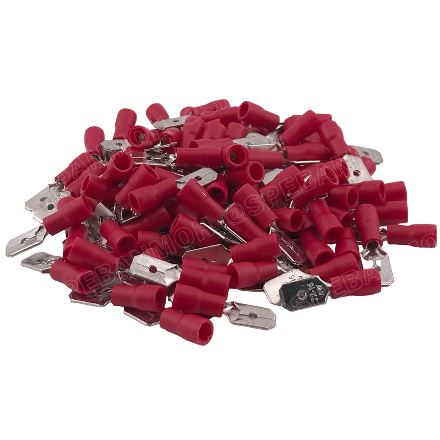 [ 100 ตัว/ถุง ] MDD1.25-250 สีแดง Red หางปลาเสียบแบน ตัวผู้ หุ้มฉนวน สำหรับสาย 0.5-1.5 mm2 22-16awg หางปลาหุ้มฉนวน Crimping Terminal หางปลาเสียบแอร์ ตัวผู้ Male เทอร์มินอลต่อสาย ขั้วต่อสายไฟ Insulated Terminal ตัวต่อสาย หุ้มฉนวน ข้อต่อสายแบบย้ำ Crimp Slee