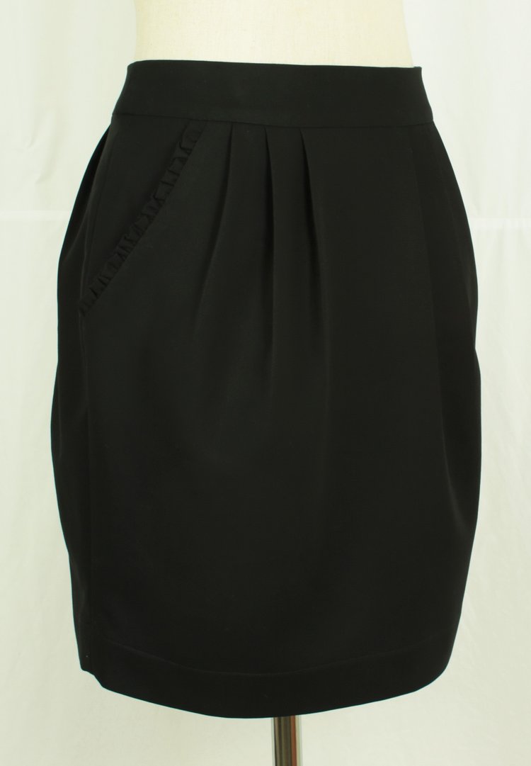 SK-151 กระโปรงแฟชั่น&ทำงาน ทรงสอบจับจีบทวิช ผ้าญี่ปุนสีดำผสมเนื้อสเปนเด็กซ์