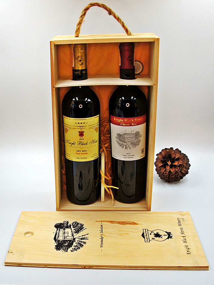 กล่องไม้ใส่ไวน์ 2 ขวด เรียบ หรู (ไม่รวมไวน์)
